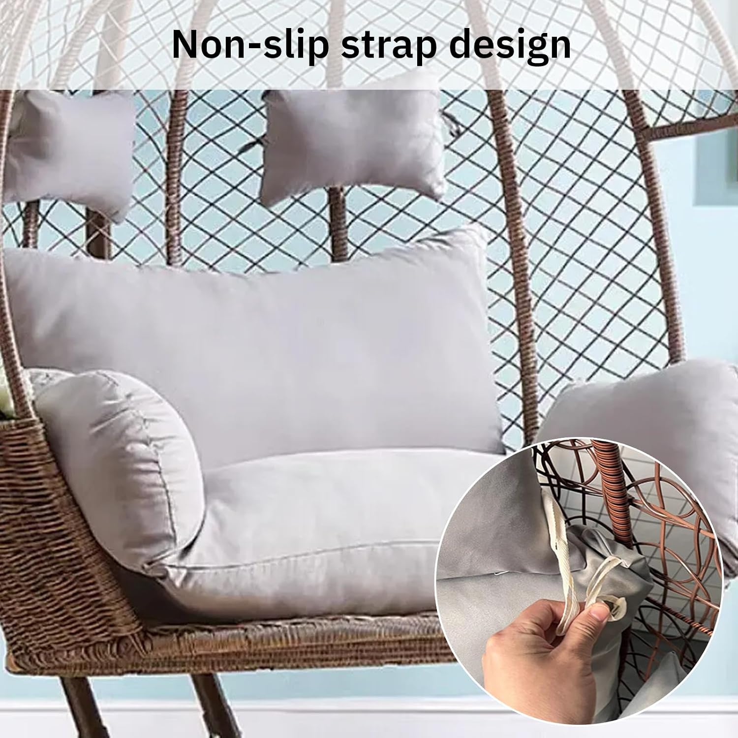 Hammock Swing Chair Cushion, Swing Chair Replacement Pad, Double Egg Chair Cushion Luxury Outdoor Patio Wicker Loveseat Hanging Chair Cushion for 2 Persons Patio Backyard Balcony,Purple Rose