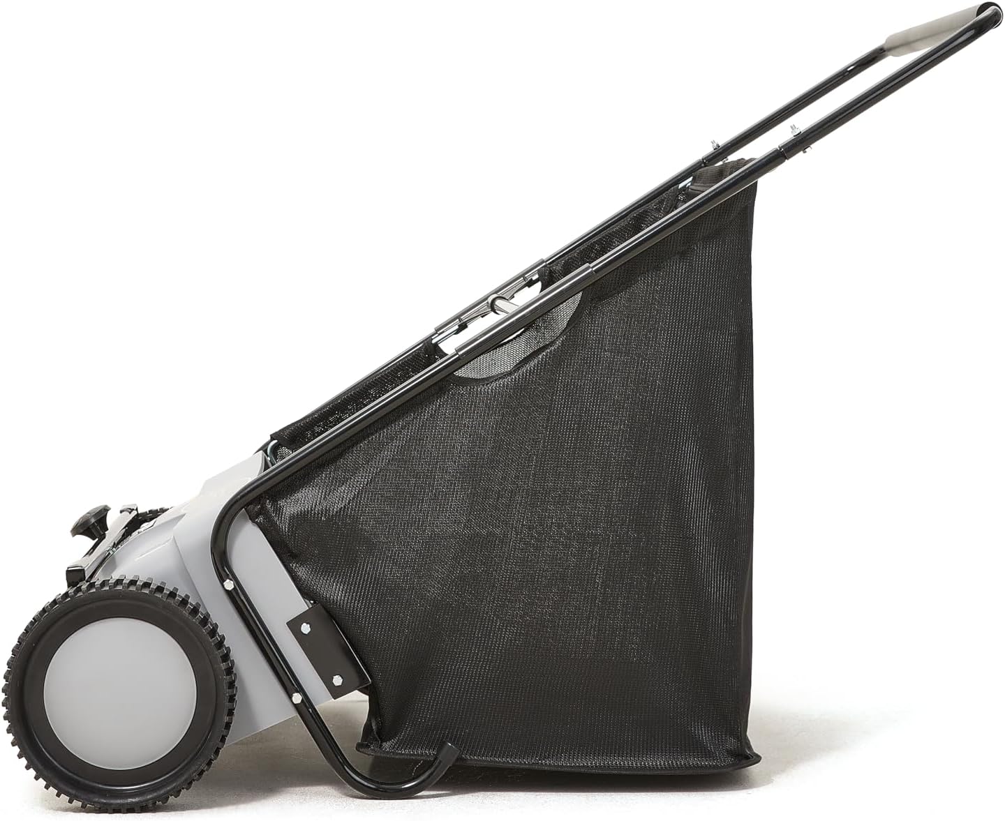 Dapper Supply 26-Inch Push Lawn Sweeper, Grass, Lawn and Leaf Cleanup Collector with Large 7 cu. ft. Hopper Bag, and Dual Spinning Brushes, Grey