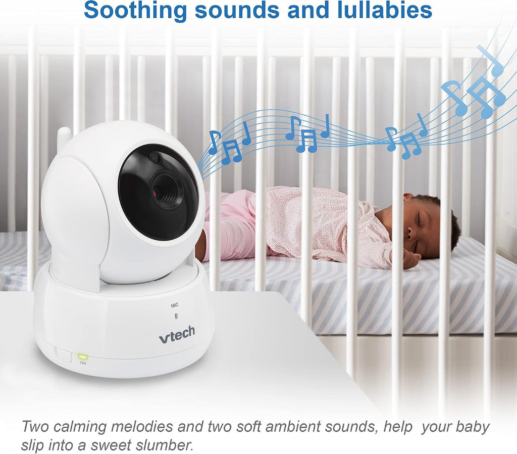 VTech VM923-2 Baby Monitor, 2.8'Screen, 1000ft Range, Pan-Tilt-Zoom, Night Vision, 2-Way Audio, Temperature Sensor, Lullabies, Secured Transmission No WiFi