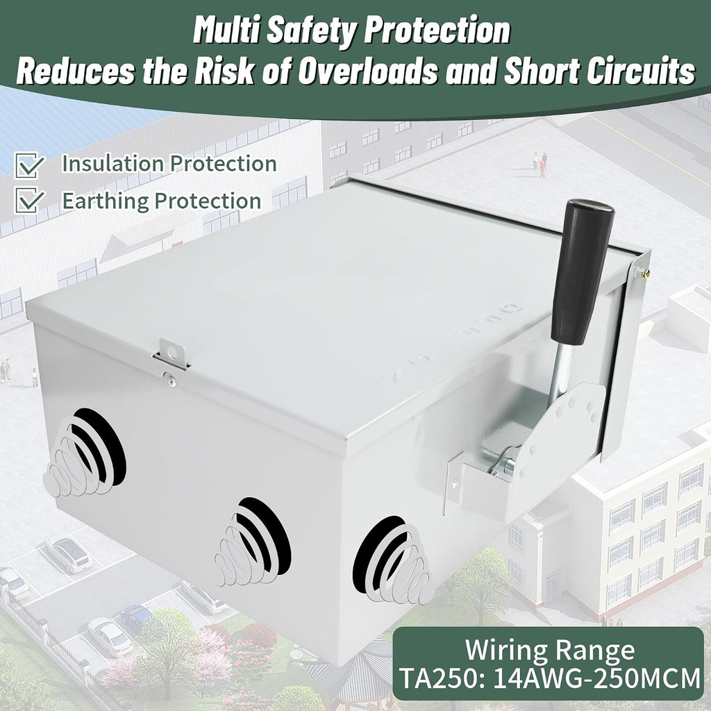 200-Amp Generator Transfer Switch, 3 Pole 120/240V Manual Transfer Switch for Home Generator, 48,000 W Heavy Duty Double-Throw Power for Outdoor＆Indoor, Meeting NEMA 3R Standards