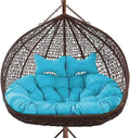 Double Swing Chair Cushion Replacement, Large Egg Chair Cushion with Adjustable Pillow for Indoor Outdoor Garden Balcony Rocking Hanging Basket Rattan Chair Rest Seat Pad(C)