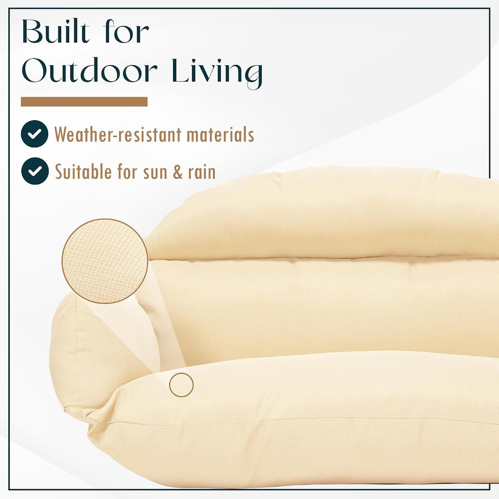 LeisureMod 2-Person Hanging Egg Chair Cushion, Quick-Drying Fabric with Soft Cotton Filling, Weather-Resistant Outdoor Seat Cushion, Machine Washable, Cream