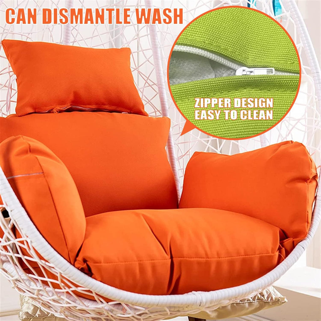 Hanging Egg Chair Cushion, Waterproof Outdoor Single Seat Swing Egg Chair Cushion with Zipper for Garden Outdoor Indoor Patio (Only Cushion),White,120x90cm
