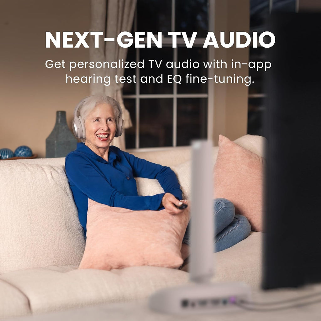 Avantree Crescendo Me – Left & Right Ear Customized TV Listening System for Seniors, App-Based Hearing Test, HDMI ARC & Soundbar Passthrough, Multi-Headphone Wireless System, Clear Dialogue Boost