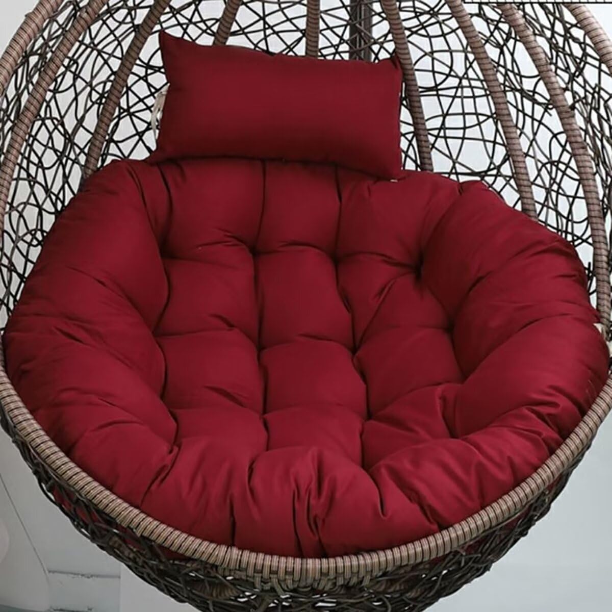 Burgundy Hanging Chair Cushion, Hanging Egg Chair Cushion, Round Rocking Chair Cushion, Hanging Egg Chair Cushion for Patio, Garden Hanging Basket Chair Seat, 41 x 41 Inch (Cushion Only)