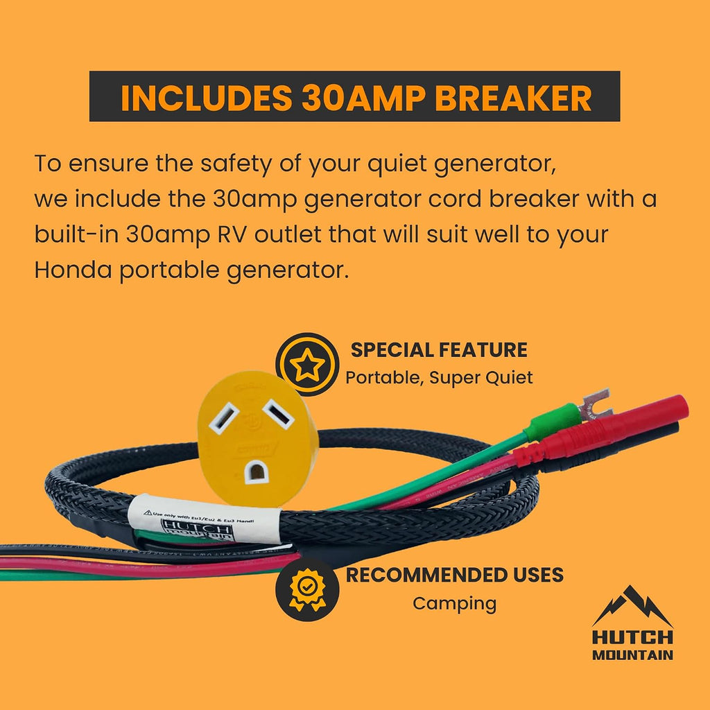Hutch Mountain Power Grip Parallel Cable - Compatible with Honda Generator Eu2200i, 1000i, & 2000i, RV Cable w/ 30 amp Generator Cord Breaker, Parallel Kit with Built Handle