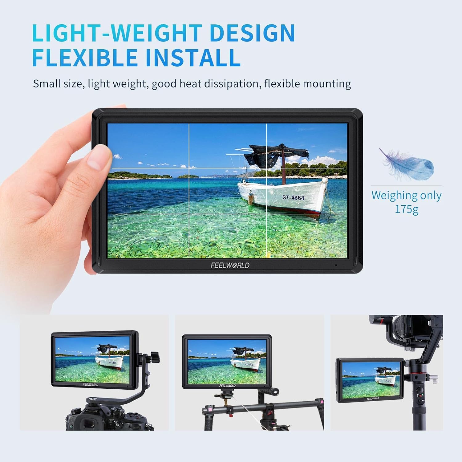 FEELWORLD FW568 6 inch FHD 450nit DSLR Camera Field Monitor with Waveform LUTs Video Peaking Focus Assist 1920x1080 IPS 4K HDMI Professional Video Accessories