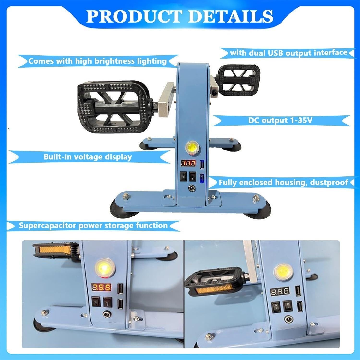 Fitness Power Generation Foot-Operated Generators 100w Portable Foot Pedal Generator,Emergency Portable Generator,Spinning Bike,Manual Emergency Pedal Power Generator,Emergency Power Supply