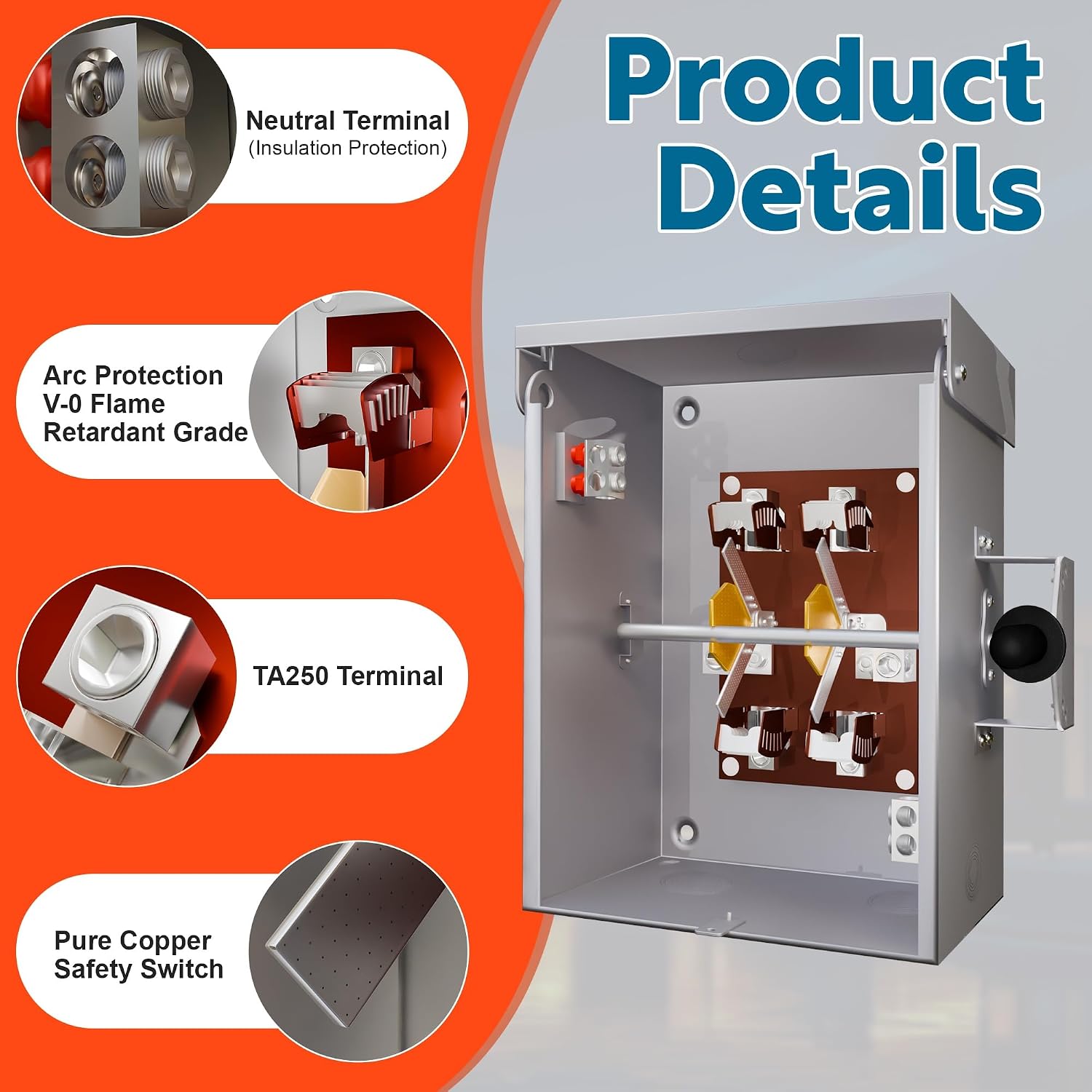 200A 2/3 Pole Generator Transfer Switch, 120/240V Manual Transfer Switch for Home Generator, 48000W General-Duty Double-Throw Heavy Duty Safety Switches for Indoor and Outdoor (200A-2/3P)