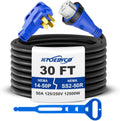 50 Amp 30FT RV Extension Cord, ETL Listed Heavy Duty Copper NEMA 14-50P to SS2-50R Power Cord with Twist Lock and Polarity Indicator
