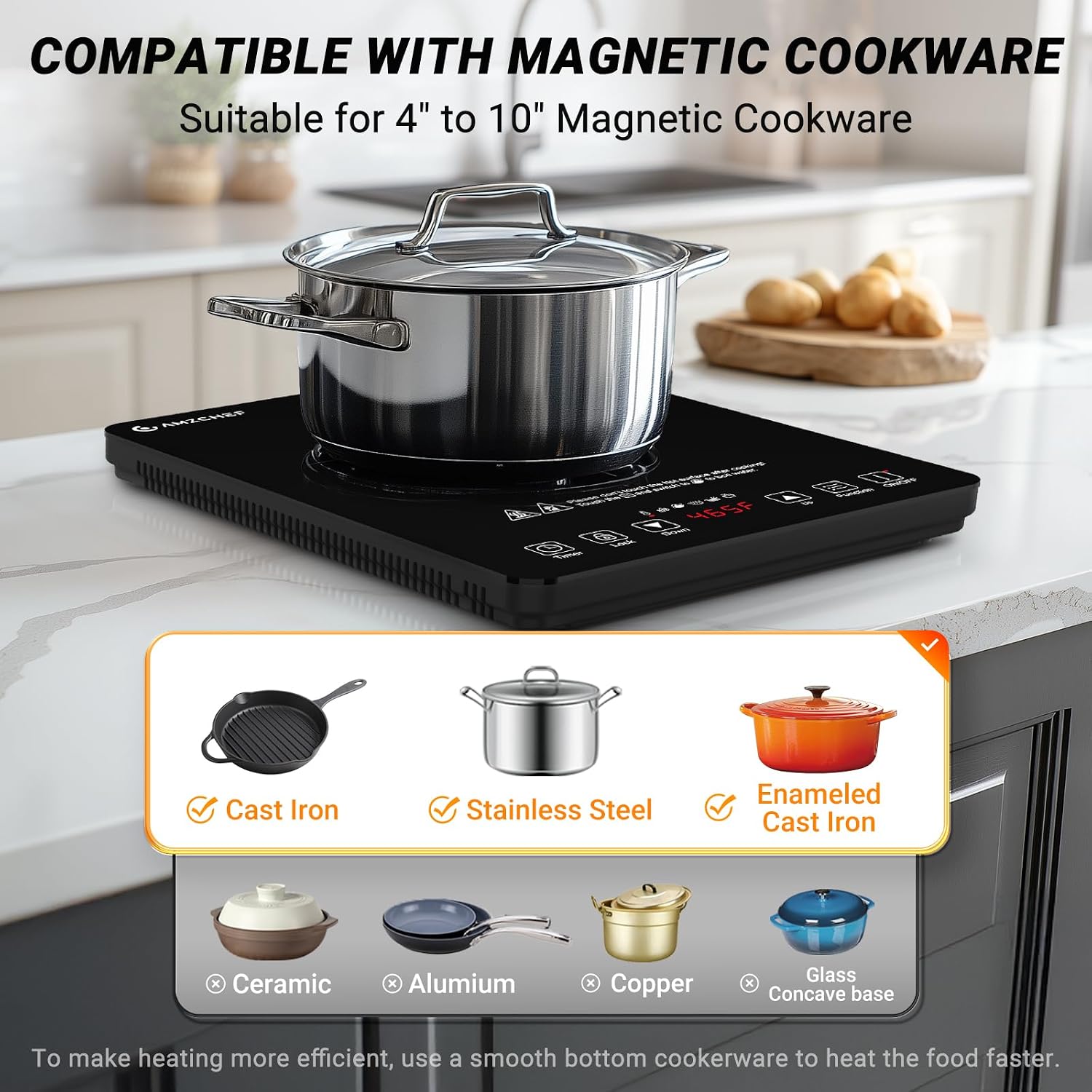 AMZCHEF Electric Induction Cooktop 2 Burners & AMZCHEF Portable Induction Cooktop