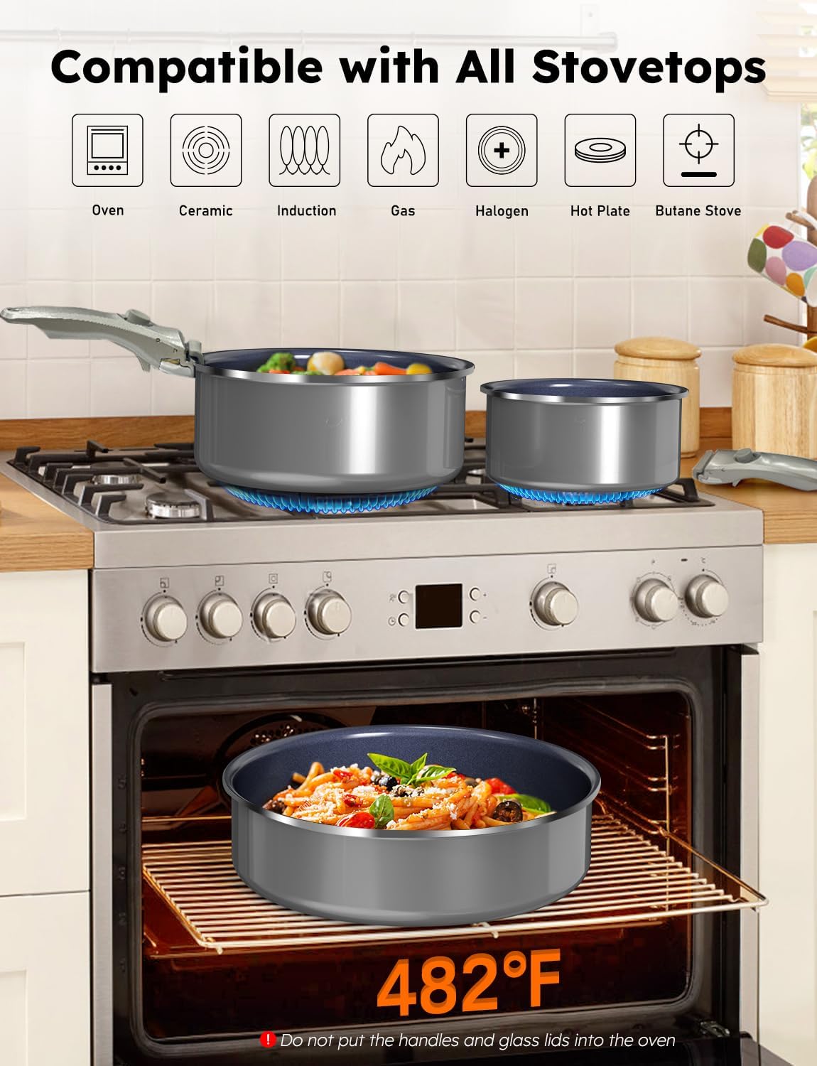 Pro DUXANO Ceramic Pots and Pans Set & 2026 Upgraded Hybrid 3-Ply Stainless Steel Frypan, 2X Non Stick, High Heat Sear, PFAS PTFE PFOA Free Non Toxic Induction Cookware,Removable Handle,Oven Safe,12PC