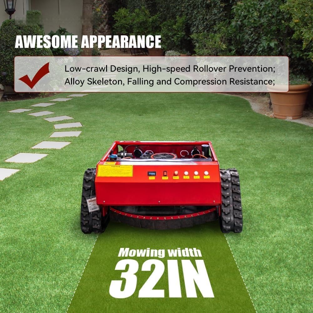All-Terrain Remote-Controlled Lawnmower with a 31.5-Inch Mowing Width, Powerful 16hp Engine, and Brushless Motor Suitable for Mowing Medium to Large Lawns(SKD-452-80L)