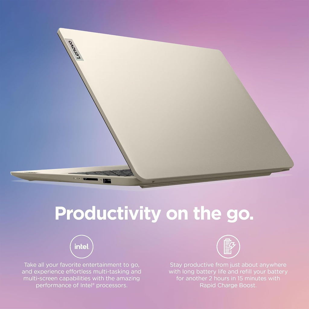 Lenovo IdeaPad Laptop Computer 2025, 15.6' Display, 8GB RAM, 884GB Storage (256GB SSD + 128GB eMMC + 500GB Ext), Intel Dual Core Processor, Long Battery, MarxsolAccessory, 1 Year Office 365, Win 11