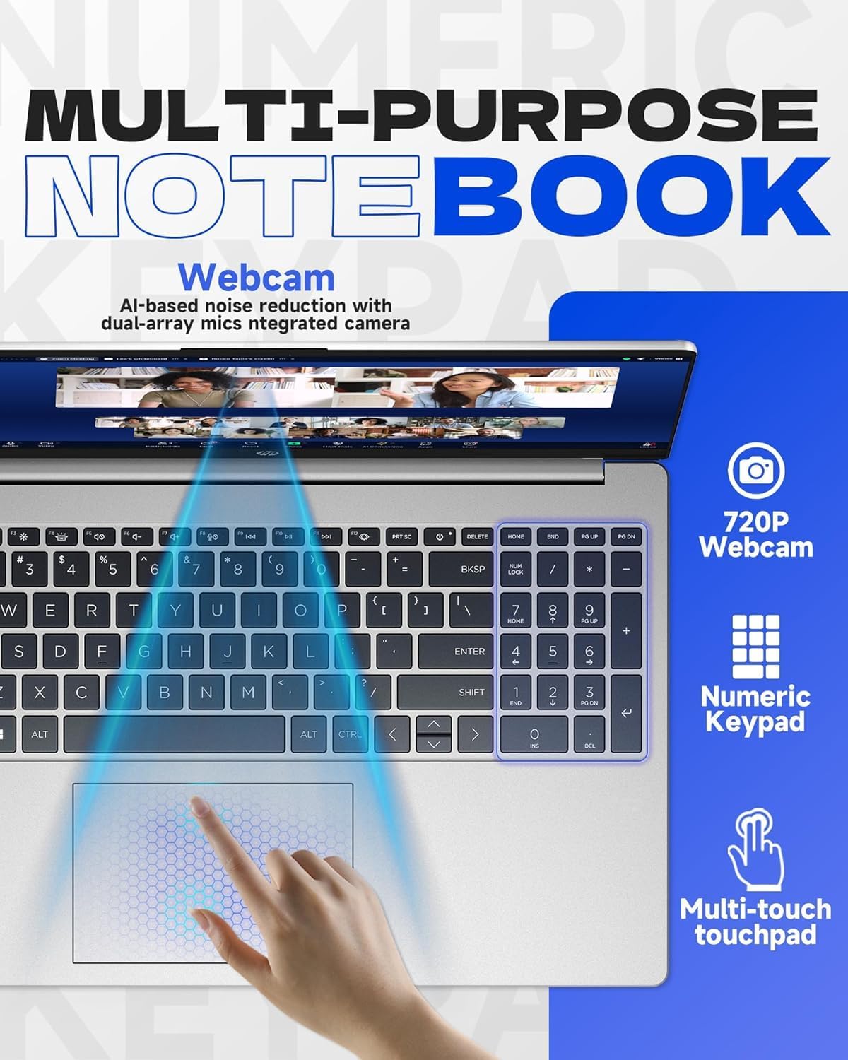 HP 15.6 inch Laptop Computer, 2025/2026 Edition, Intel High-Performance 4 cores N100 CPU, 16GB RAM, 512GB SSD, Long Battery Life, Ultra-Quiet Design, Windows 11 Pro with Microsoft Office