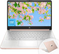 HP 14' HD Student Business Laptop, Intel Quad-Core N150, 8GB RAM, 192GB Storage, (128GB eMMC+64GB SD Card), 1 Year Office 365, Slim Design, Webcam, HDMI, Bluetooth, WiFi, Win 11, Rose Gold