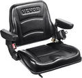 VEVOR Fold Down Tractor Seat with Adjustable Angle Back, Micro Switch, Seatbelt and Armrests, 6.3-13.4 inch Slot Seat for Loader, Excavator