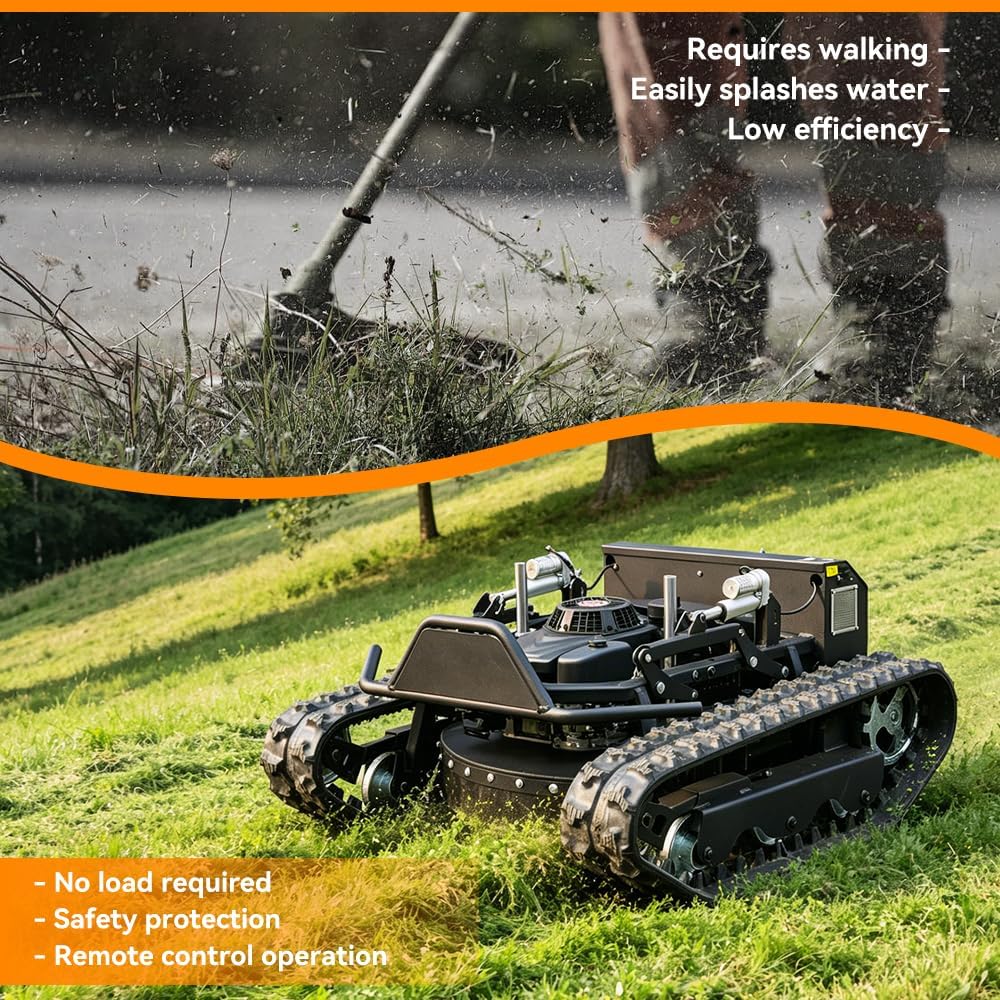 Remote-Controlled Lawnmower, 9HP Small Tank-Style Tracked Lawn Mower 22-Inch Mowing Width, Remote Start/Stop Control, Suitable for Farms, Gardens, Riverbanks, Lawns