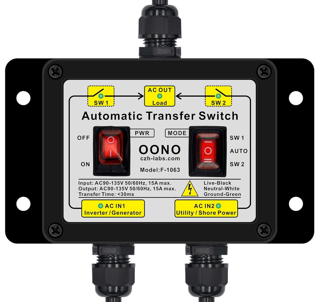Manual and Automatic Transfer Switch, AC120V 15A ATS Auto Transfer Switch (Core Wires Connects)