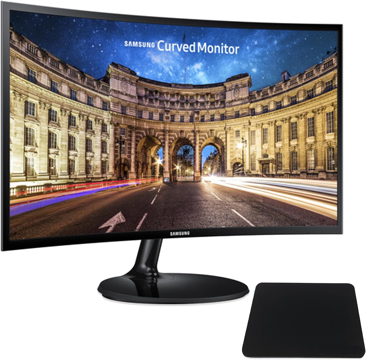 SAMSUNG 27 Inch Curved Computer Monitor, LC27F390FHNXZA LED 60Hz Full HD 1080P Gaming Slim Design for Home &Office, Black Mouse Pad Included