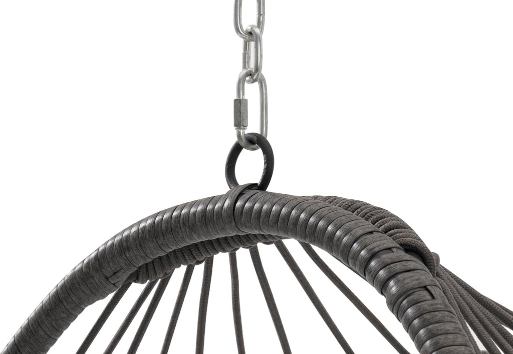 KEIKI Hanging Egg Chair, Outdoor Patio Swing Basket Egg Chair with Cushion, 360LBS Load Rattan Wicker Hammock Chair for Balcony, Garden, Living Room, Dark Grey