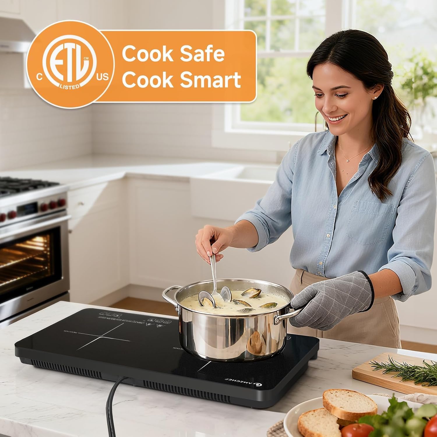 AMZCHEF 2-Burner-Electric-Cooktop-Electric-Stove & AMZCHEF Portable-Induction-Cooktop-2-Burner-ETL-Certified