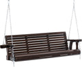 Finnhomy Fir Wooden Hanging Porch Swing Beach with Cupholders and Hanging Chains, 880 LBS Weight Capacity with 5 ft. Seat Width, for Outdoor Patio Garden Backyard(Rustic,Swing)