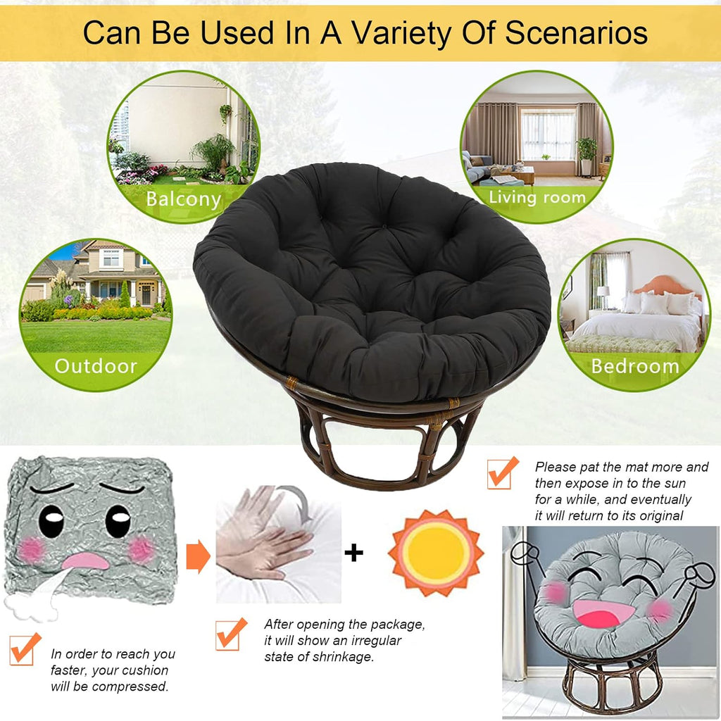 Round Chair Cushion for Papasan Cushion Swing Rocking Chair Cushion Hanging Egg Hammock Chair Pads Soft for Indoor/Outdoor Garden Terrace Cushion Only (C 130x130cm/51.18x51.18in)