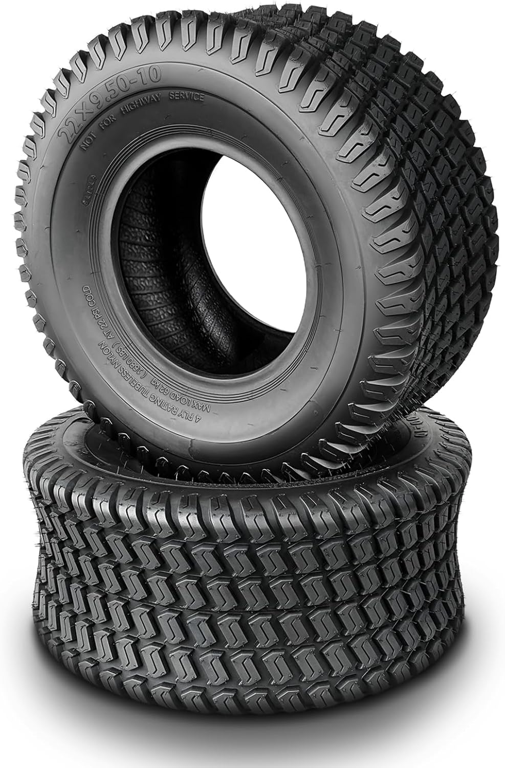 TRIPOWER 22x9.50-10 Lawn Mower Tires - 22x9.5x10 Turf Tire for Zero Turn Riding Lawnmower Golf Cart and Lawn Garden Tractor, Durable, 4PR Tubeless, 1680lbs Capacity, Set of 2