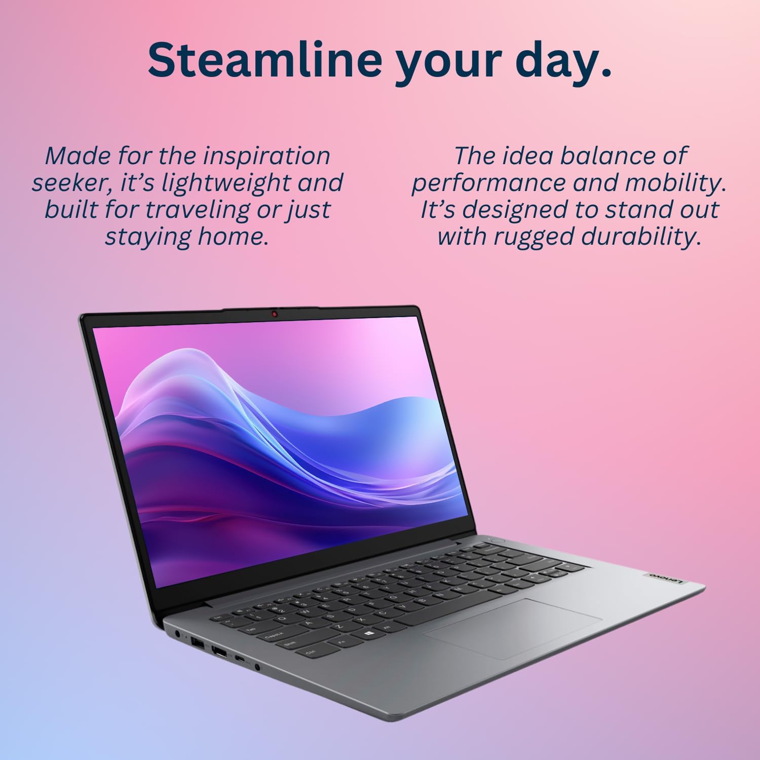 Lenovo IdeaPad 1 Laptop, 14' HD Screen, Intel Celeron N4020, 4GB RAM, 128GB eMMC, Webcam, Wi-Fi 6, Windwos 11 Home, Grey