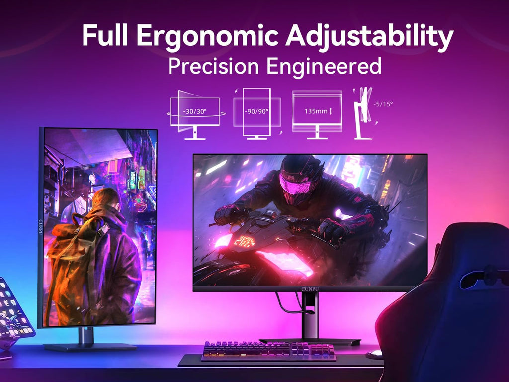 CUNPU 27' 4K 160Hz Ultimate Gaming Monitor, UHD Fast IPS 1ms, G-Sync Compatible & FreeSync, 99% DCI-P3, HDR400, HDMI 2.1 for PS5/Xbox 4K 120Hz, Full Ergonomic Stand