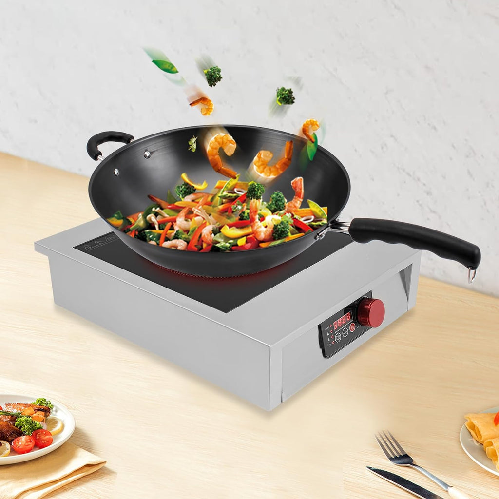 Commercial Induction Cooktop, Professional Electric Stove Hot Plate 3500W 110V with Led Display, Portable Induction Burner Single Stove Burner Electric for Cooking, 17.72 * 13.78 * 4.72 In, 电磁炉