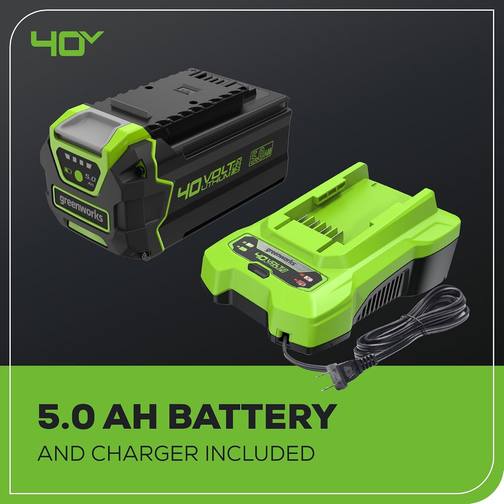 Greenworks 40V 21' Push Mower, 5.0Ah USB Battery