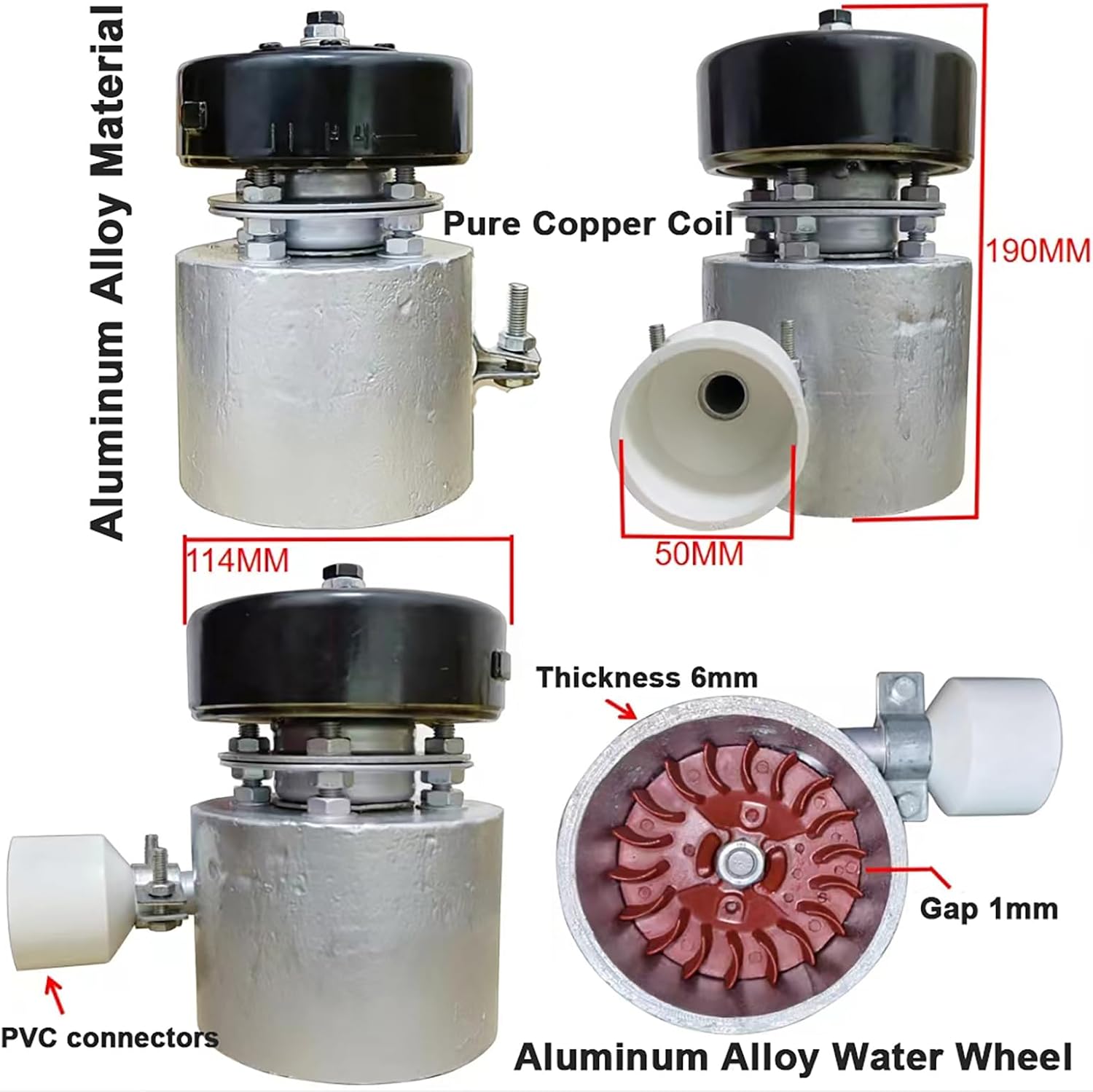 1KW Hydro Generator 1000W Water Turbine Generator 220V Small Outdoor Hydroelectric Generator for Camping 3500RPM Mini Hydro Power Equipment for TVs, Computers, Charging, Lighting,1000w,220V