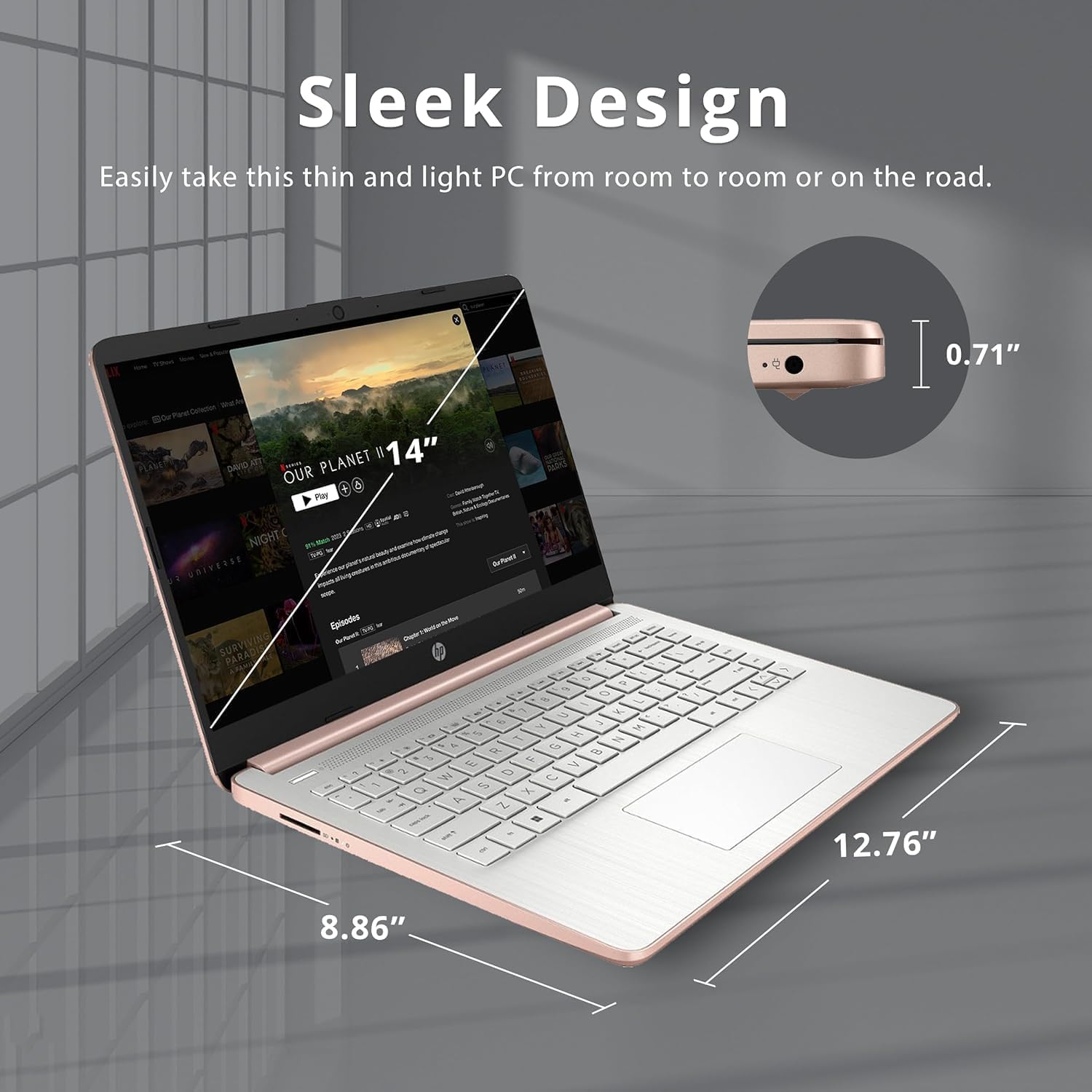 HP-Laptops 14inch-Rose Gold Windows 11-32GB RAM - 192GB Storage - Microsoft 365 - Quad-core Intel Celeron N4120 - USB Type-C - SD Card Reader - 13Hours Battery Life - Wireless-AC - HDMI