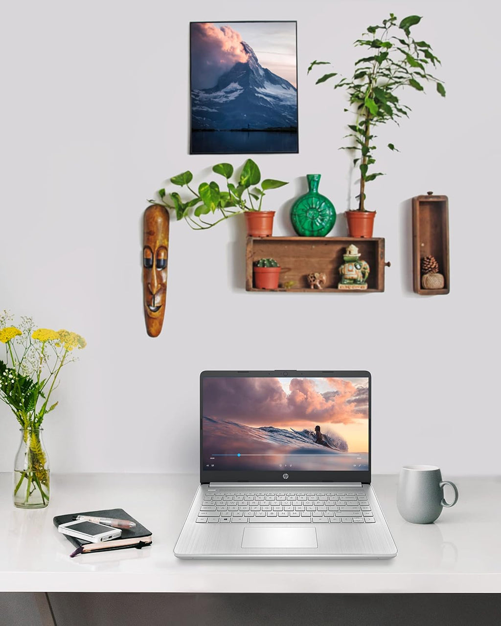 HP 14 Laptop, AMD Ryzen 5 5500U, 8 GB RAM, 256 GB SSD Storage, 14-inch Full HD Display, Windows 10 Home, Thin & Portable, Micro-Edge & Anti-Glare Screen, Long Battery Life (14-fq1021nr, 2021)