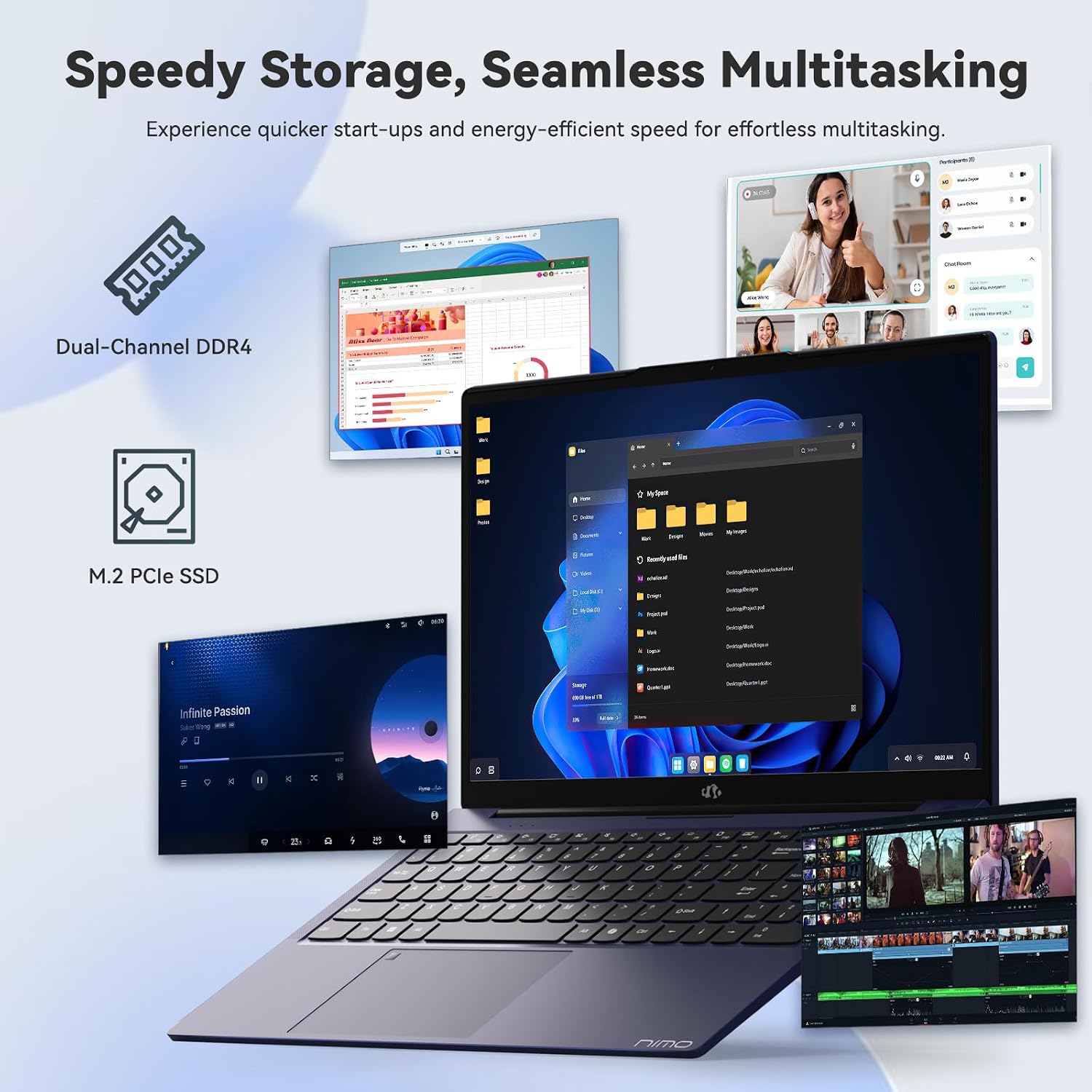 NIMO Laptop 15.6' IPS FHD, Intel 6-Core i3-1215U (Matches i7-1165G7, Beats i5-1135G7,R5-7520U), 8GB RAM, 128GB SSD, 65W Type-C, Backlit Keyboard, Fingerprint, Wi-Fi 6, for Home, Student & Business