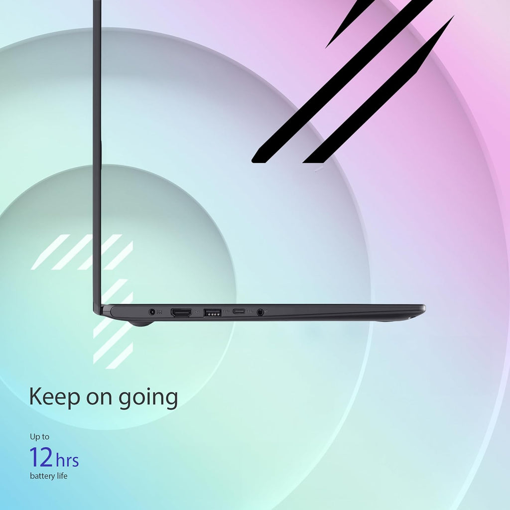 ASUS 15.6' Vivobook Go Slim Laptop, Thin & Portable for Student Study, Intel Dual Core N4500, 4GB RAM, 128GB SSD, Windows 11, Star Black, L510KA-ES04