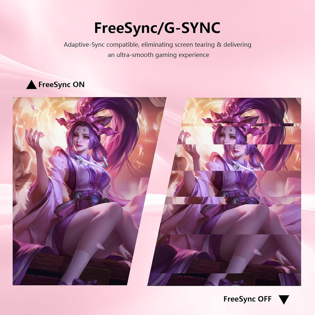 Raywego Pink 27 inch Curved Gaming Monitor 100Hz,FHD 1080P,1500R LED Display,Pink Computer Monitor,3ms (MPRT),FreeSync,Eye-Care Technology, DP, HDMI Port for Gaming Home Office,VESA(75mm×75mm)