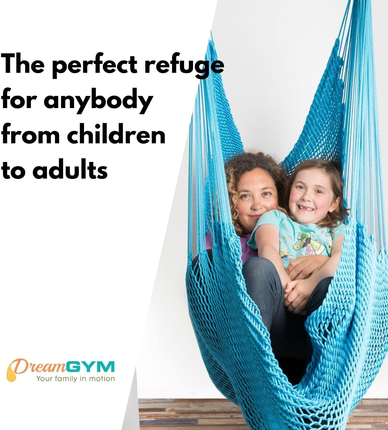 DreamGYM Doorway Hammock Swing - Hammock Chair with Stand in Door Frame- Sensory Swing for Adults and Children - Sky Blue