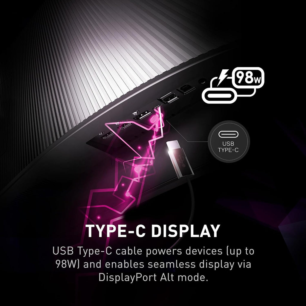 msi MPG 341CQPX QD-OLED 34 Inch UWQHD Curved Gaming Monitor - 3440x1440(21:9) QD-OLED Panel, 240Hz / 0.03ms, 99.3% DCI-P3, ΔE≤2, DisplayHDR True Black 400, DP 1.4a, HDMI, USB Type C (PD 98W)