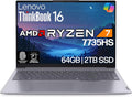 Lenovo ThinkBook 16 Gen 7 16' FHD+ Display, AMD Ryzen 7 7735HS, 64GB DDR5 RAM, 2TB SSD, WiFi 6E, Backlit Keyboard, Fingerprint Reader, HD Webcam, Win 11 Pro - AI Business Laptop
