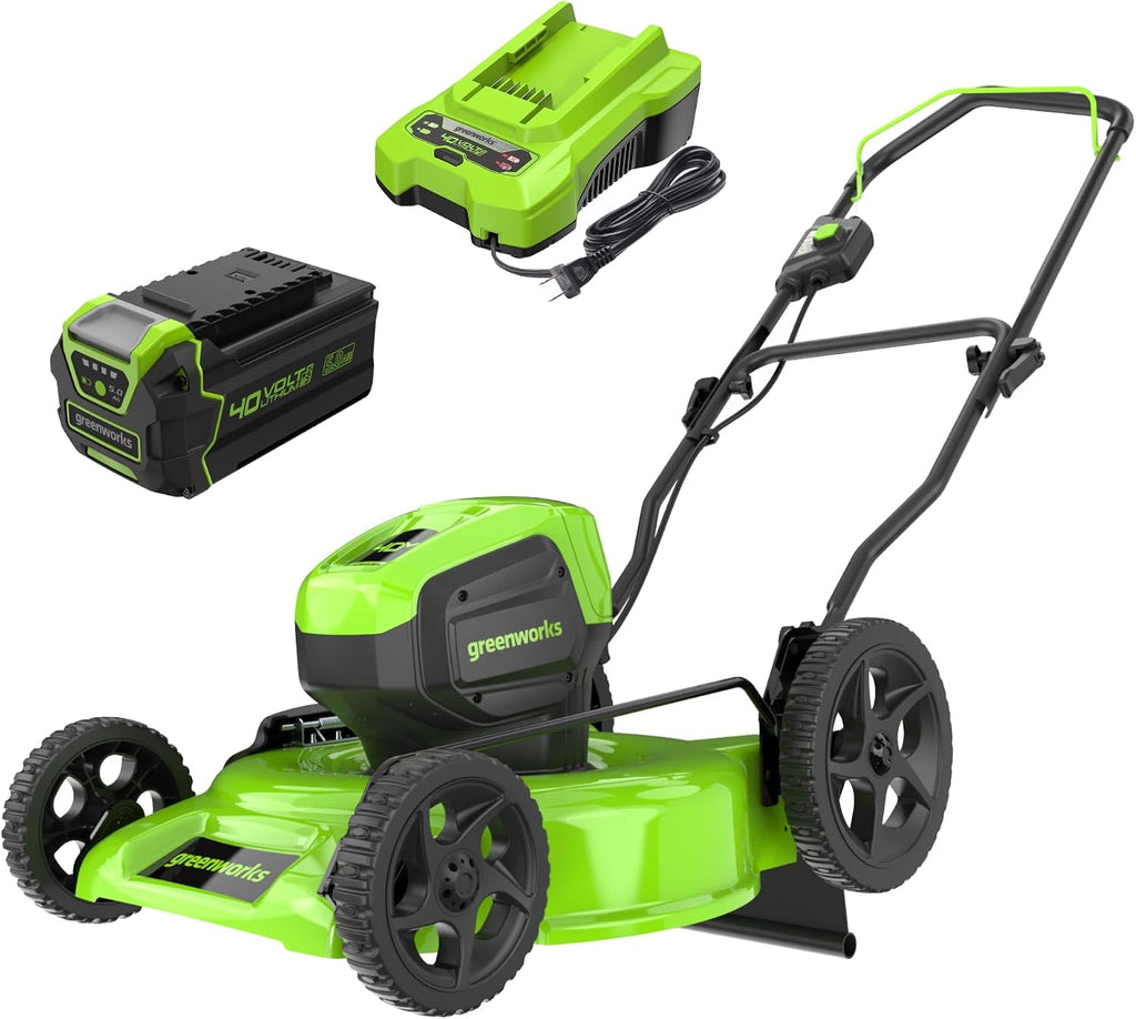 Greenworks 40V 19' Brushless Lawn Mower (High Wheel), 5.0Ah Battery