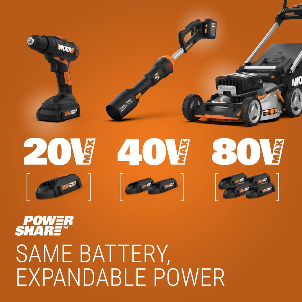 WORX 3 in 1 Cordless String Trimmer/Lawn Edger/Mini Mower, 12' Electric Weed Wacker with Command Feed, 20V Weed Eater with 5.5 LBS, 2 Batteries & Charger Included, WG170