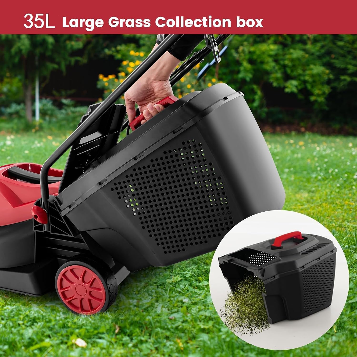 Goplus Lawn Mower, Electric Lawn Mowers with Grass Collection Box, 12 AMP Motor, 14' Cutting Deck, 3 Adjustable Cutting Positions, Walk-Behind Small Corded Lawnmower for Garden Farm Yard