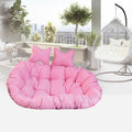 Double People Swing Chair Cushion, Washable Hanging Egg Chair Replacement Cushions, 2 Seater Waterproof Hanging Hammock Chair Seat Pads with 2 Detachable Pillow for Outdoor & Indoor, Pink