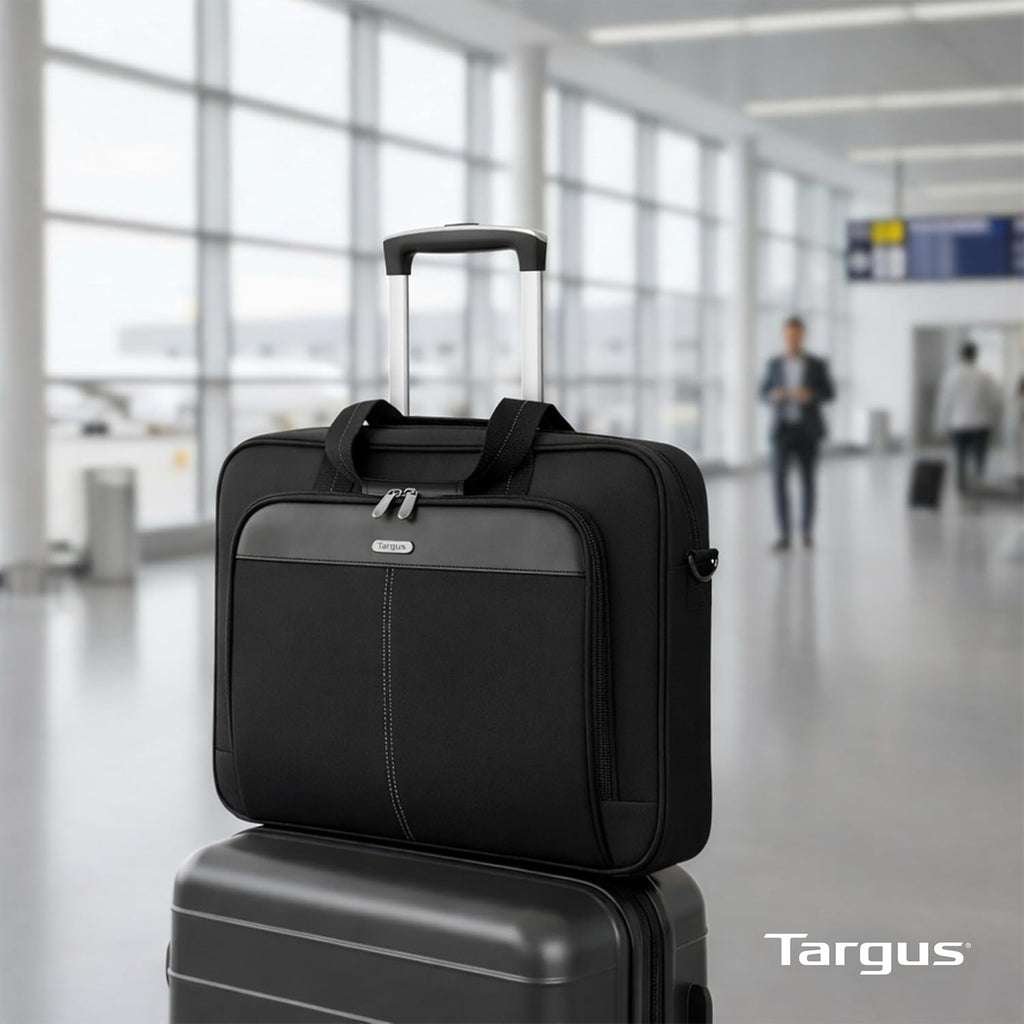 Targus Classic Slim Laptop Bag - Ergonomic Briefcase and Messenger Bag - Spacious Foam Padded for Laptops and Under