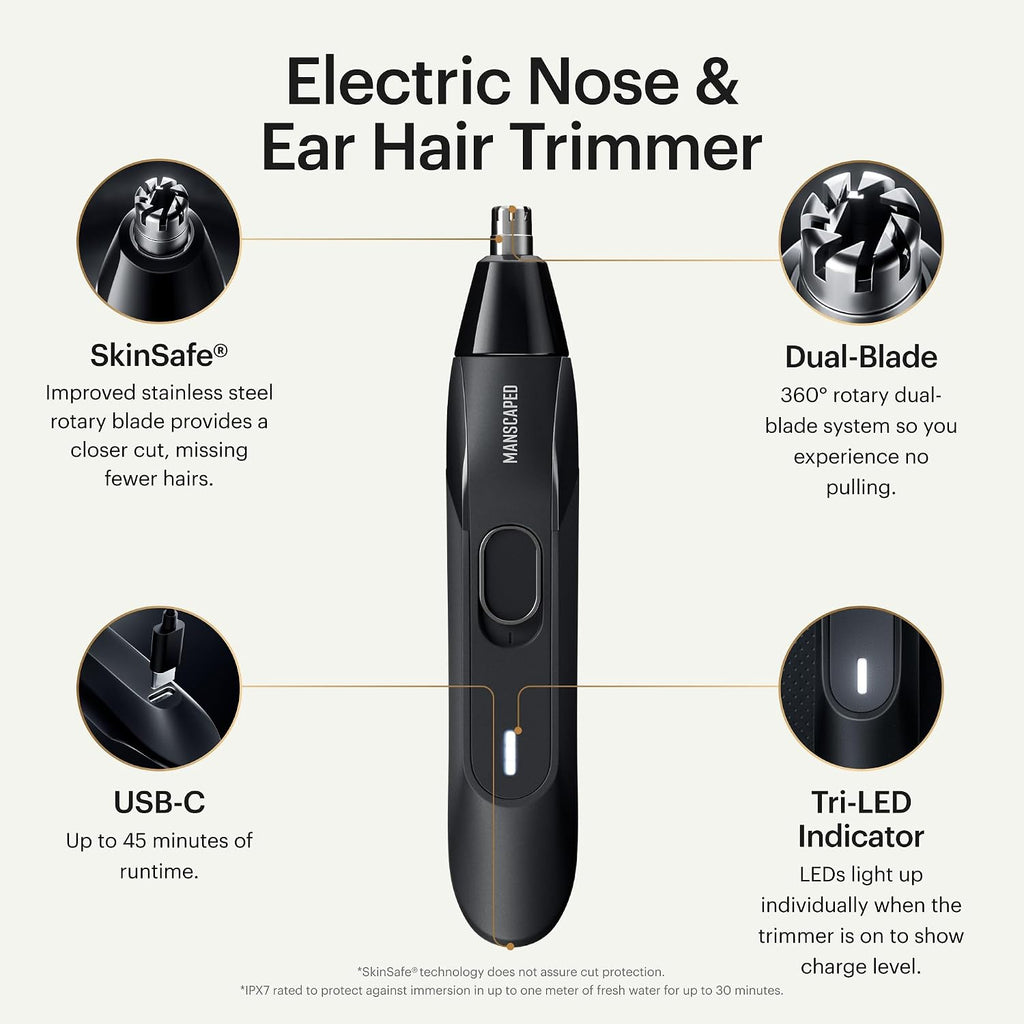 MANSCAPED® The Perfect Duo 4.0 PRO Includes: The Lawn Mower® 4.0 PRO Waterproof Electric Men's Groin & Body Hair Trimmer and Weed Whacker® 2.0 Nose & Ear Hair Trimmer, Updated SkinSafe® Blades