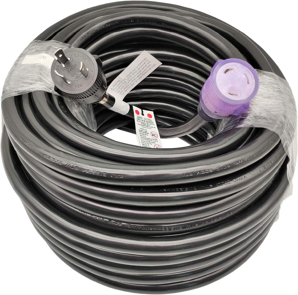 Parkworld 62312 NEMA L6-30 Extension Cord, Locking 3-Prong, 30 AMP, 250 Volts, 7500 Watts (100FT)