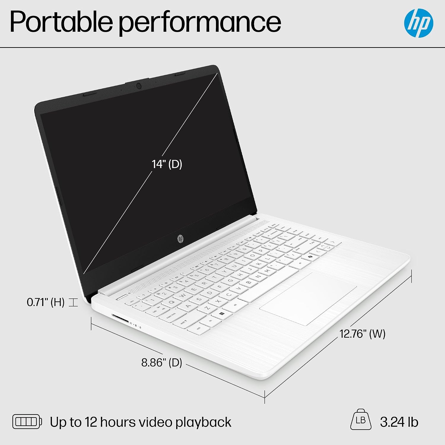 HP 14' Ultra-Light Laptop for Student & Home (1-Year Office 365, Intel Celeron N4500, 4GB RAM, 128GB Storage (64GB + 64GB SD)) 12-Hr Long Battery Life, Webcam, Wi-Fi 6, Fast Charge, Win 11 Home in S